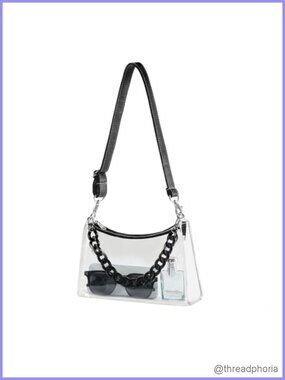 Clear Shoulder Bag Stadium Approved Crossbody PVC Purse with Chain Strap